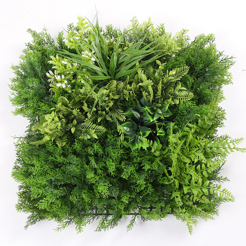 F31 Wholesale simulation UV protected fire retardant plant wall vertical 3D plastic faux artificial green grass wall panel