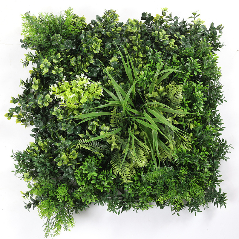 F31 Wholesale simulation UV protected fire retardant plant wall vertical 3D plastic faux artificial green grass wall panel