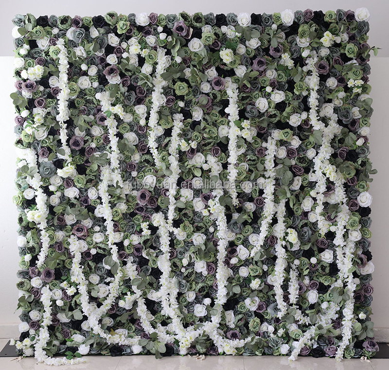 Outdoor Wedding Party Event Decor Blumenwand Greenery Plants Flower Walls Panel 3D Roll Up Artificial Green Flower Wall Backdrop