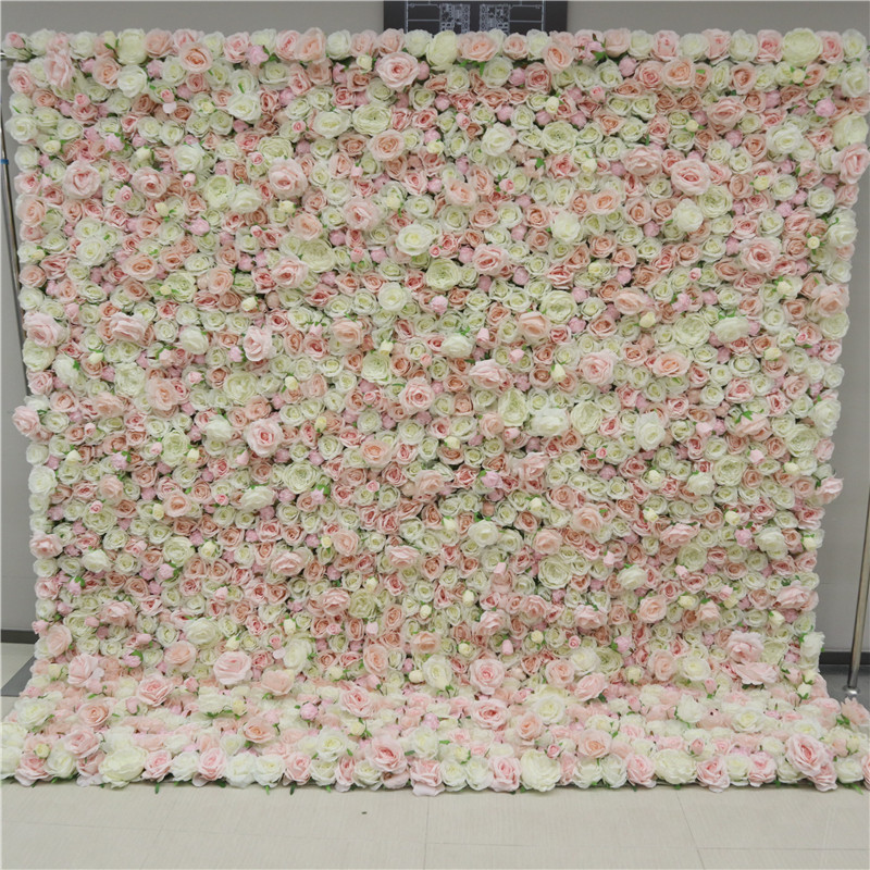 3D Pink Fake Flowerwall Floral Flower back drops Artificial Silk Peony Rose Flower Wall Backdrop Panel for Wedding Party Decor