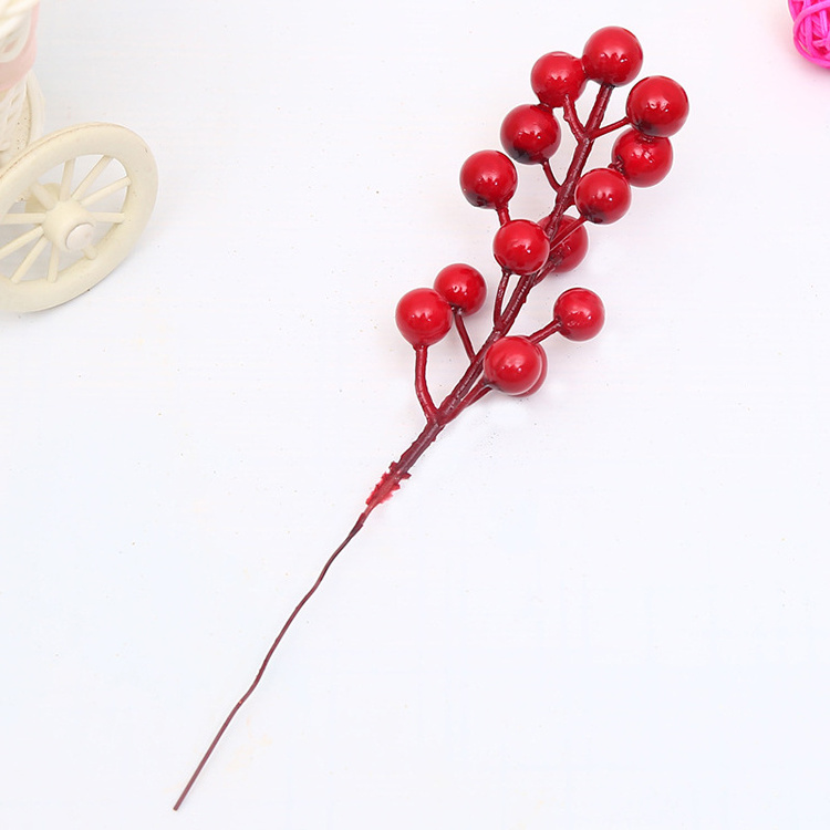 High quality Christmas red holly berries artificial faux berry branch