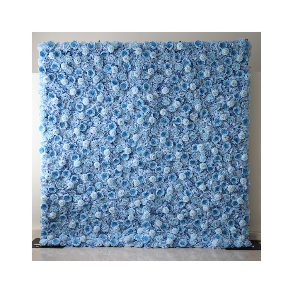 E- beauty salon decoration artificial hydrangea flower walls fake blue flower wall backdrop for wedding party shower decor