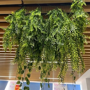 H0637 Wedding Decor Hanging Artificial Plant Wall Panel Greenery Leaves Garland Green Ceiling Hanging Flower Plants for Ceiling