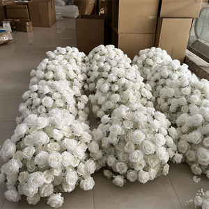 SZ  Artificial Flower Wedding Centerpiece White Rose Ball Wedding Centerpieces Rose Floral Centerpieces for Wedding Table Flower