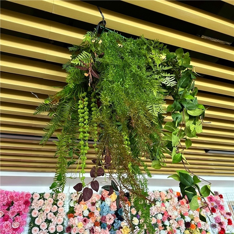 H0637 Wedding Decor Hanging Artificial Plant Wall Panel Greenery Leaves Garland Green Ceiling Hanging Flower Plants for Ceiling