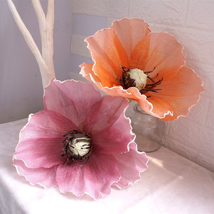 V143 Artificial Silk Giant Poppy Flowers Poppy Flower for Wedding Decor