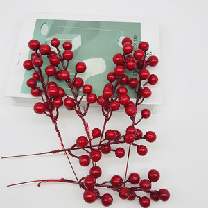 High quality Christmas red holly berries artificial faux berry branch