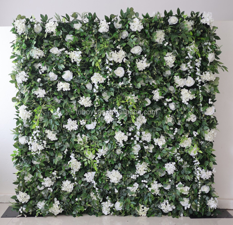 Outdoor Wedding Party Event Decor Blumenwand Greenery Plants Flower Walls Panel 3D Roll Up Artificial Green Flower Wall Backdrop