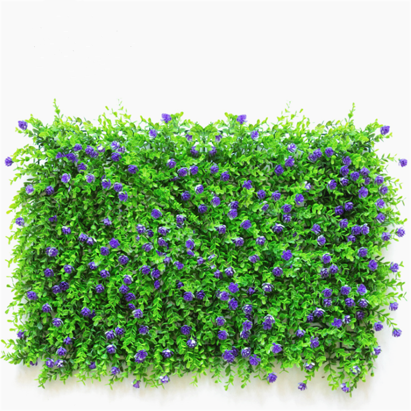 M309 Hot Sale Decorative White Flower Wall Panels Green Plastic Outdoor Artificial Greenery Plants Grass Wall For Decor