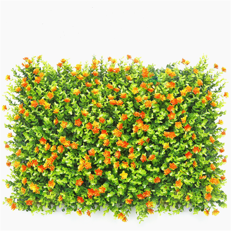 M309 Hot Sale Decorative White Flower Wall Panels Green Plastic Outdoor Artificial Greenery Plants Grass Wall For Decor