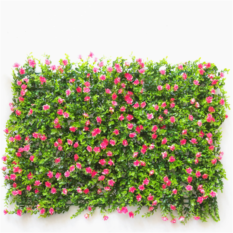 M309 Hot Sale Decorative White Flower Wall Panels Green Plastic Outdoor Artificial Greenery Plants Grass Wall For Decor