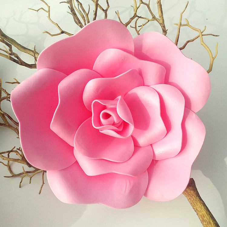 Giant Trade PE Faux Large White Foam Rose Flower Head for Wall Decoration