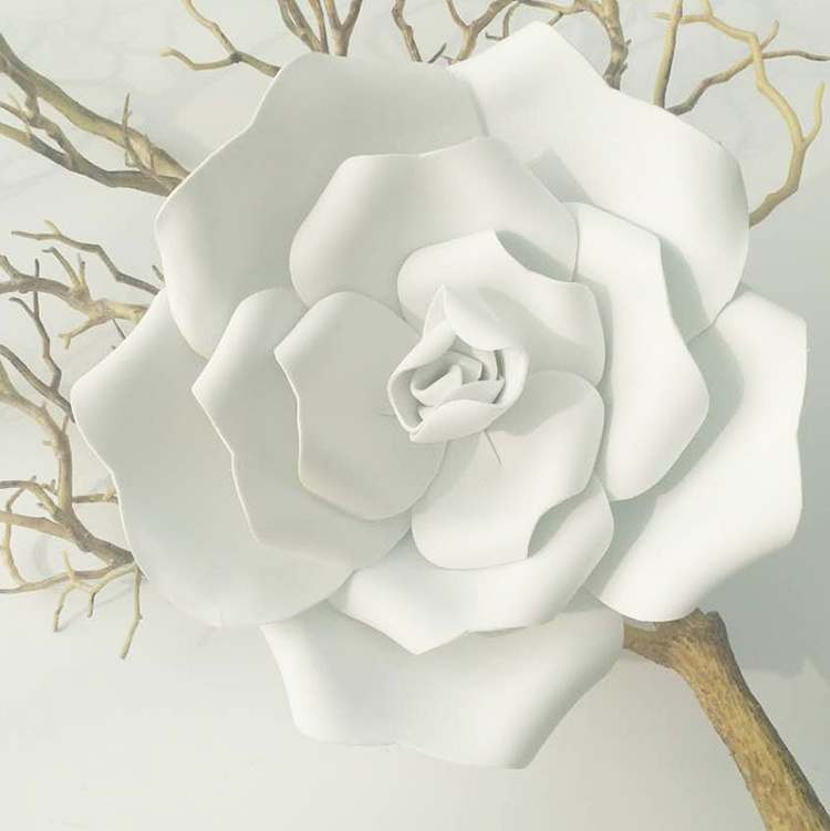 Giant Trade PE Faux Large White Foam Rose Flower Head for Wall Decoration