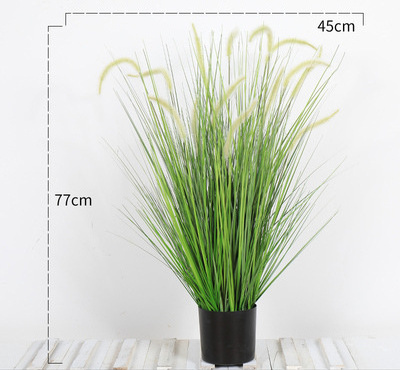 Artificial plastic fakes flower faux reed grass with pot for home decor