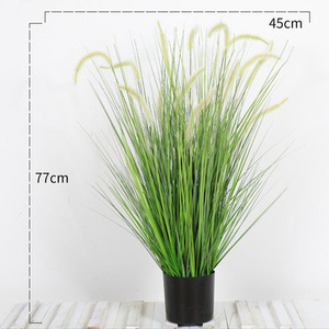 Artificial plastic fakes flower faux reed grass with pot for home decor