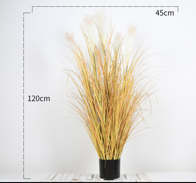 Artificial plastic fakes flower faux reed grass with pot for home decor