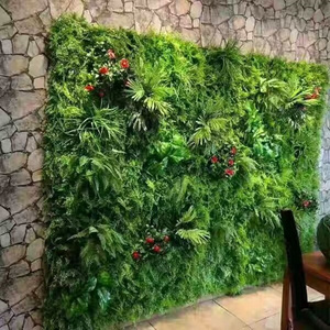 T231 Wedding Decorative Outdoors Hanging Plants Leaf UV Boxwood Green Hedge Wall Tiles Panel Artificial Grass Mat For Wall Decor