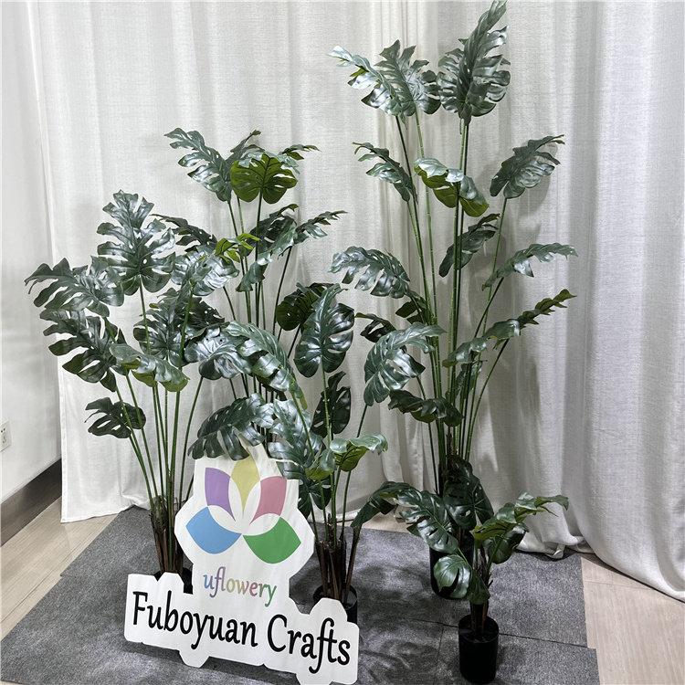 H0616 Custom Small Big Palm Tree Anti UV Fake Plant Ficus Large Artificial Banana Tree Tropical Bonsai Jungle Artificial Tree