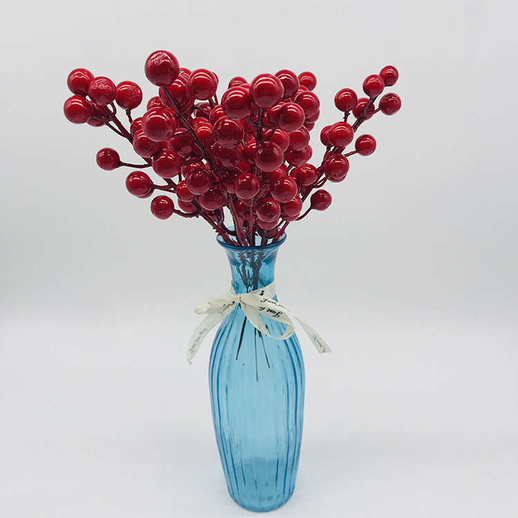 High quality Christmas red holly berries artificial faux berry branch