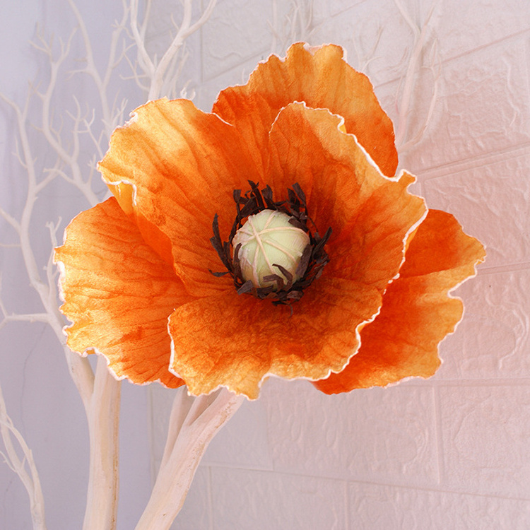 V143 Artificial Silk Giant Poppy Flowers Poppy Flower for Wedding Decor