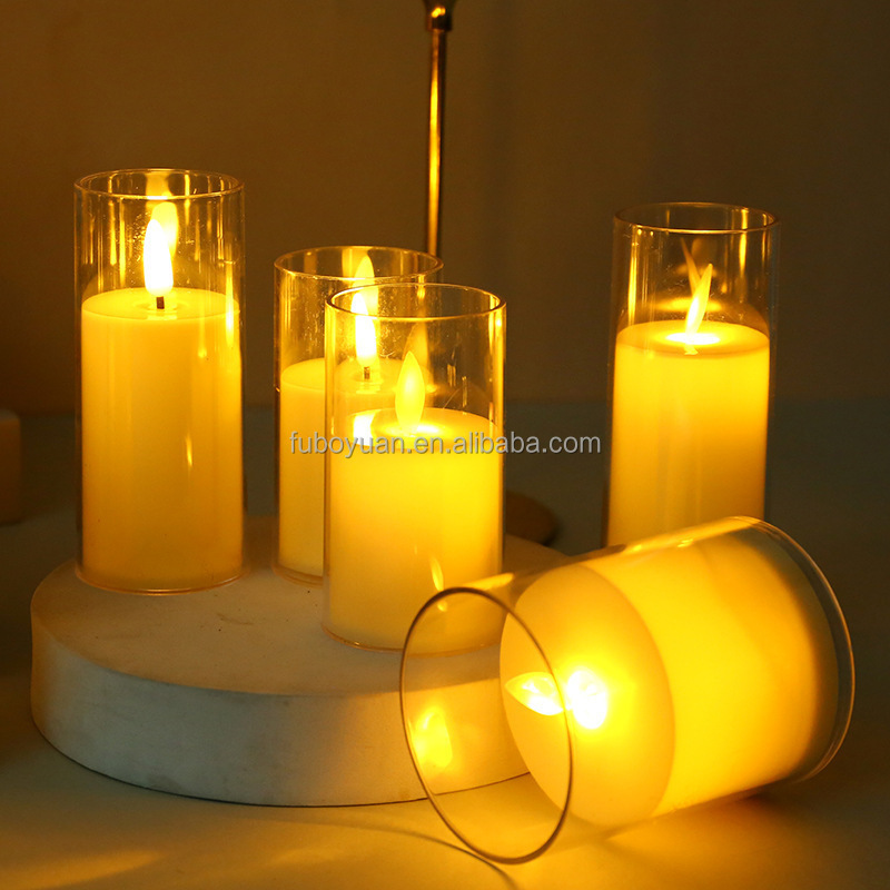 E- 3D Real Flame LED Candle Electronic Battery Powered Remote Control Candles For Home Bedroom Party Wedding Festival