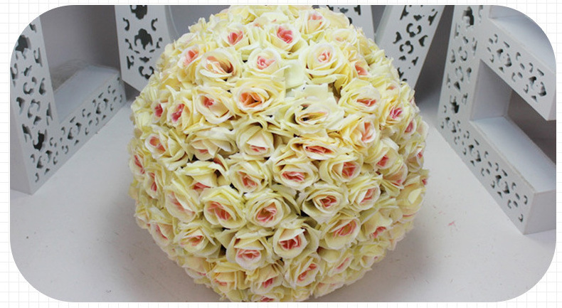 D050715 Artificial big kissing ball rose with flower wedding fake foam round flower ball arrangement centerpieces