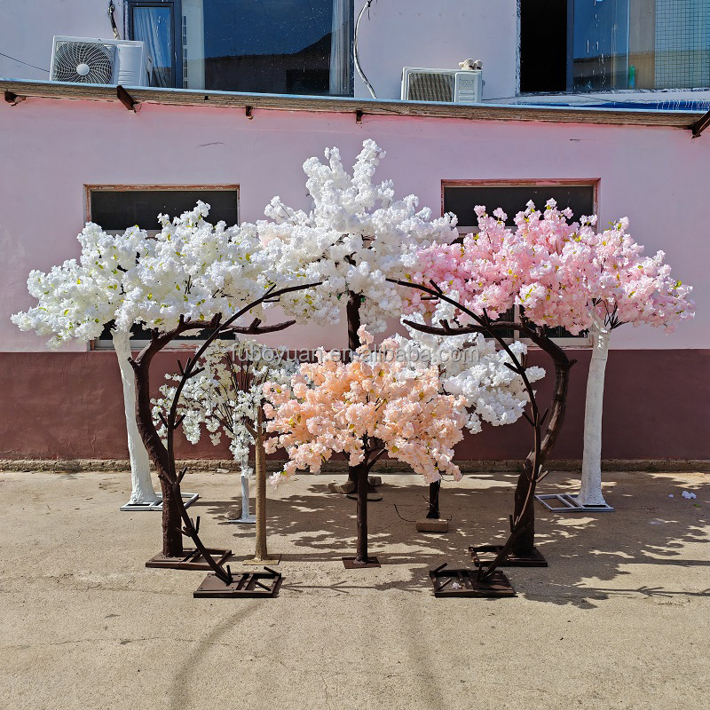 L6501 Custom Indoor Outdoor Decor Small Sakura Table Tree Big White Pink Artificial Cherry Blossom Flower Tree For Wedding Decor