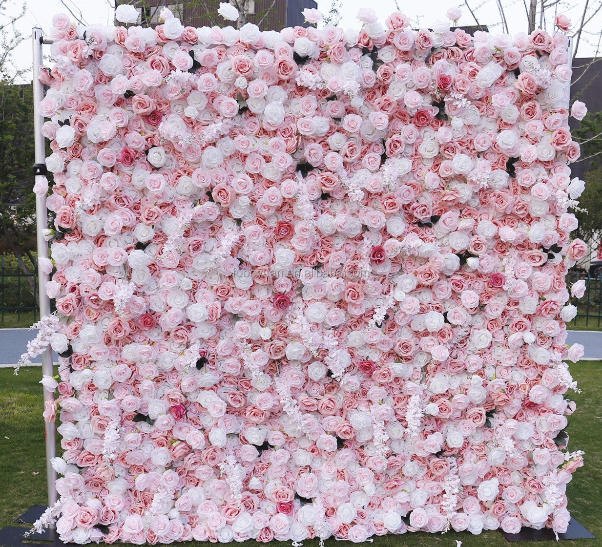 3D Pink Fake Flowerwall Floral Flower back drops Artificial Silk Peony Rose Flower Wall Backdrop Panel for Wedding Party Decor