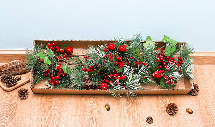 Christmas berry pine needle red berries 75cm length  for Christmas ornament handmade christmas tree twig