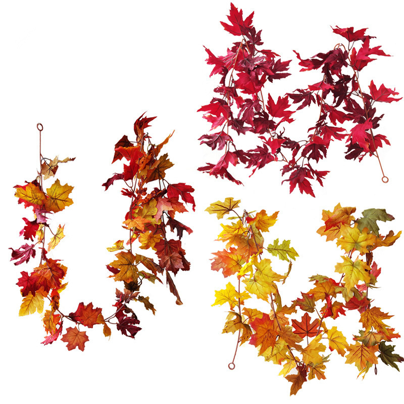 Artificial Maple Leaves autumn  hanging leaves decoration Vine Garland Hanging Greenery Garland Artificial Garland