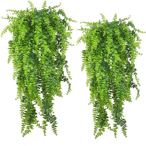 F37 High Quality Tropical Artificial Plant Ferns Vine Wholesale Green Faux Plastic Leaf Hanging Vines For Wall Decor