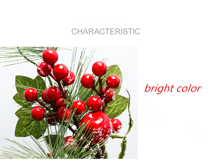 Christmas berry pine needle red berries 75cm length  for Christmas ornament handmade christmas tree twig