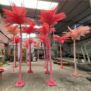 Patio Pink Colored Big Fake Palm Tree Indoor Hall Outdoor Pool Ornamental Decor Plastic Large Artificial Plant Coconut Palm Tree