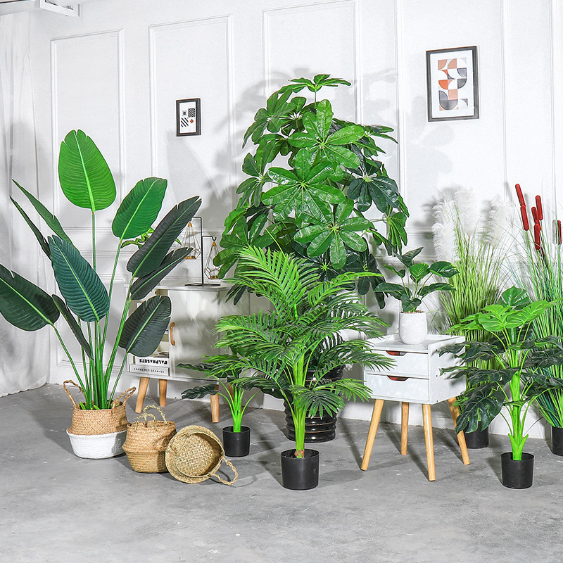 L06611 Home Garden Ornaments Plant Outdoor Artificial Plants Potted Monstera Bonsai Ficus Tree Artificial Palm Tree Banana Tree