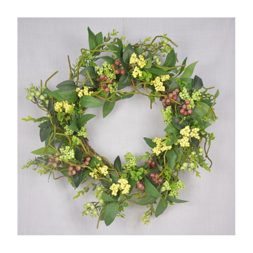 E- Spring Easter wreath door decoration Artificial flower Daisies Eucalyptus rabbit egg wreath home holiday decor