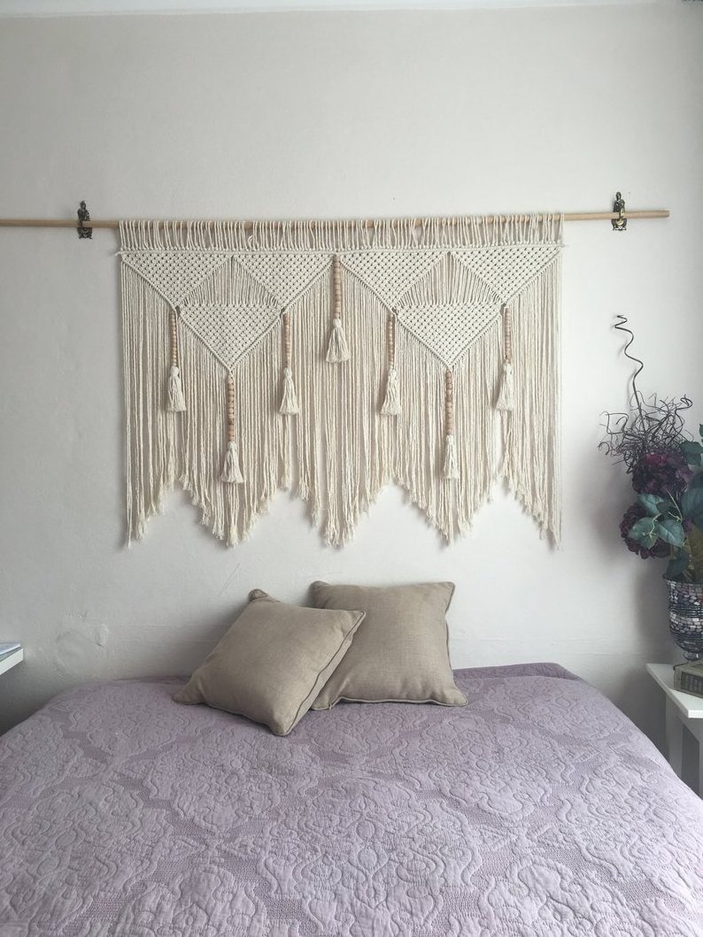 L06545 Bohemian Macrame Hanging Tapestry Wall Hanging Shelf Handmade  Cotton Rope Hanger Home Decor