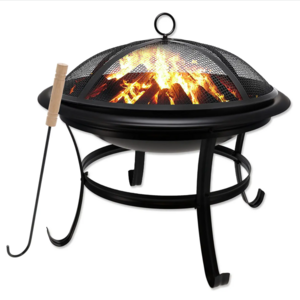 Outdoor Fire Pit for Wood Burning Firepit BBQ Grill Steel Fire Bowl with Spark Screen Cover