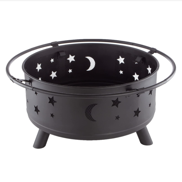 Fire Pit Outdoor - 32-Inch Large Wood-Burning Fire Pit with Moon and Stars - Perfect for Patio and Backyard Bonfires