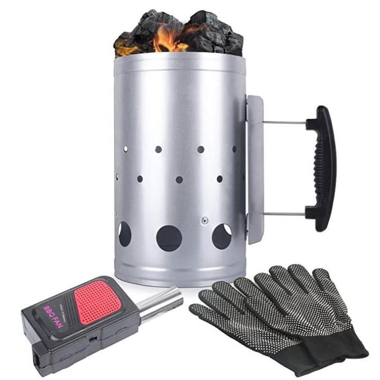 Galvanized Steel Lighter Quick Rapid Fire coal starter charcoal chimney for Grilling Camping Accessories