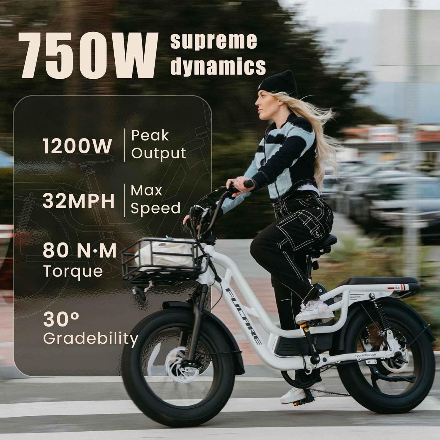 Fucare Libra US Stock 400LBS Max Load Fat Tire Full Suspension 2 Seat E-Bike 750W 48V 20Ah Long Range Electric Bike for Adults