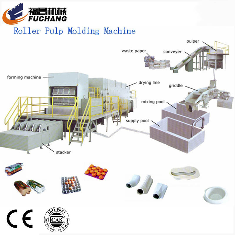 Old carton cardboard recycling machine making paper pulp shoe tray egg box carton machine