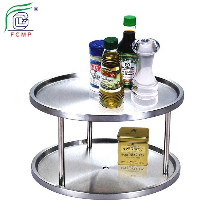 360 degree Round dinning table lazy susan Stainless steel 2 tier lazy ...