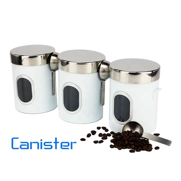 High Quality Metal Sugar Tea Storage Container Home Product The Kitchen Metal Lid Food Keeper With Cover Canister Set