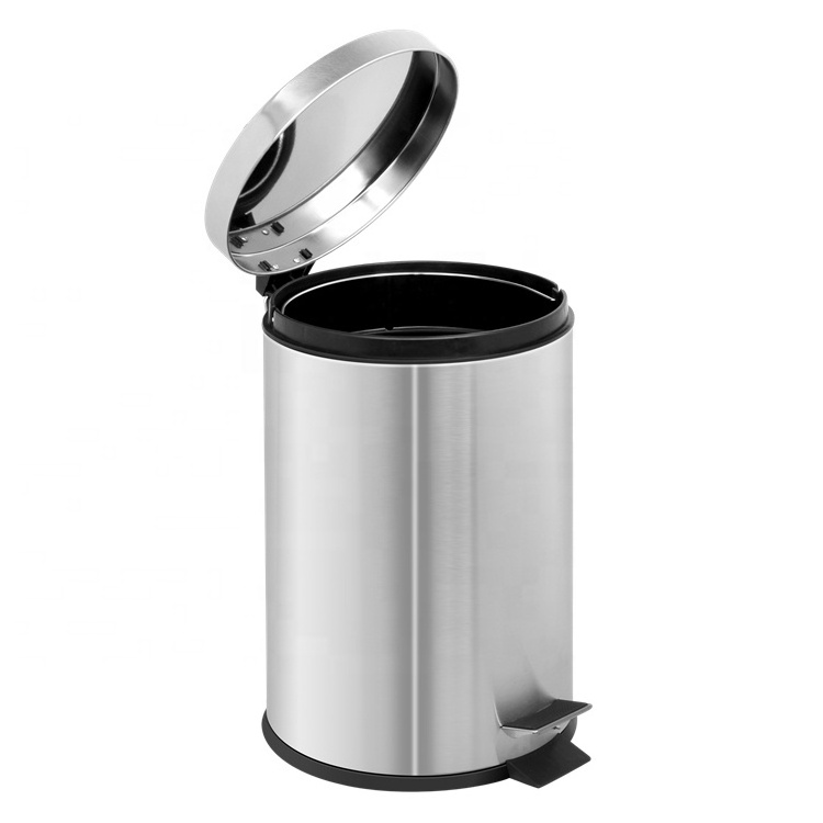 Hospital Hotel Bathroom Toliet Indoor Pedal Medical Soft Close 5L Stainless Steel Garbage Dustbin Diaper Trash Bin