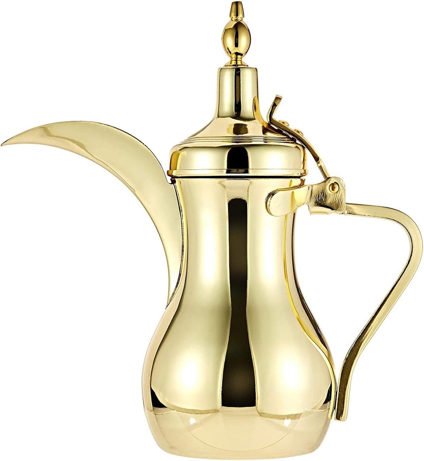 Golden/Silver Traditional 12OZ Stainless Steel Tea & Coffee Pot Dallah With Cup Dallah Set Arabic Coffee Pot For Ramadan Gifts