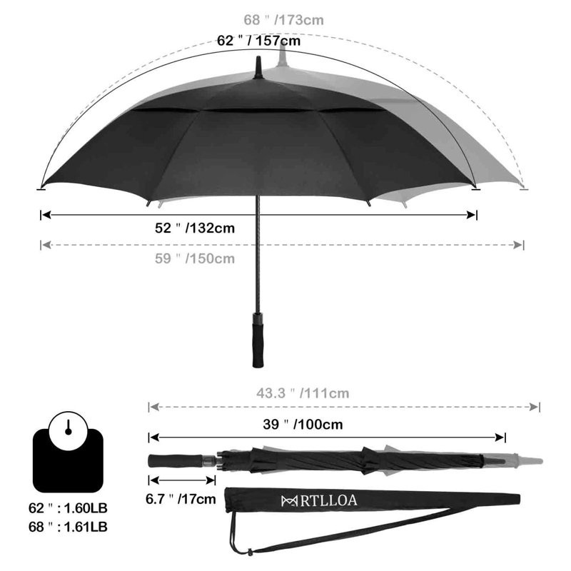 Factory Wholesale Automatic Open Golf Umbrella With Custom Logo Prints Extra Large Straight Promotional Umbrella