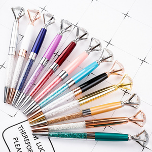 Custom Golden Diamond Pen Metal Ballpoint Pens Bling Crystal Ball Pens For School Office Stationery