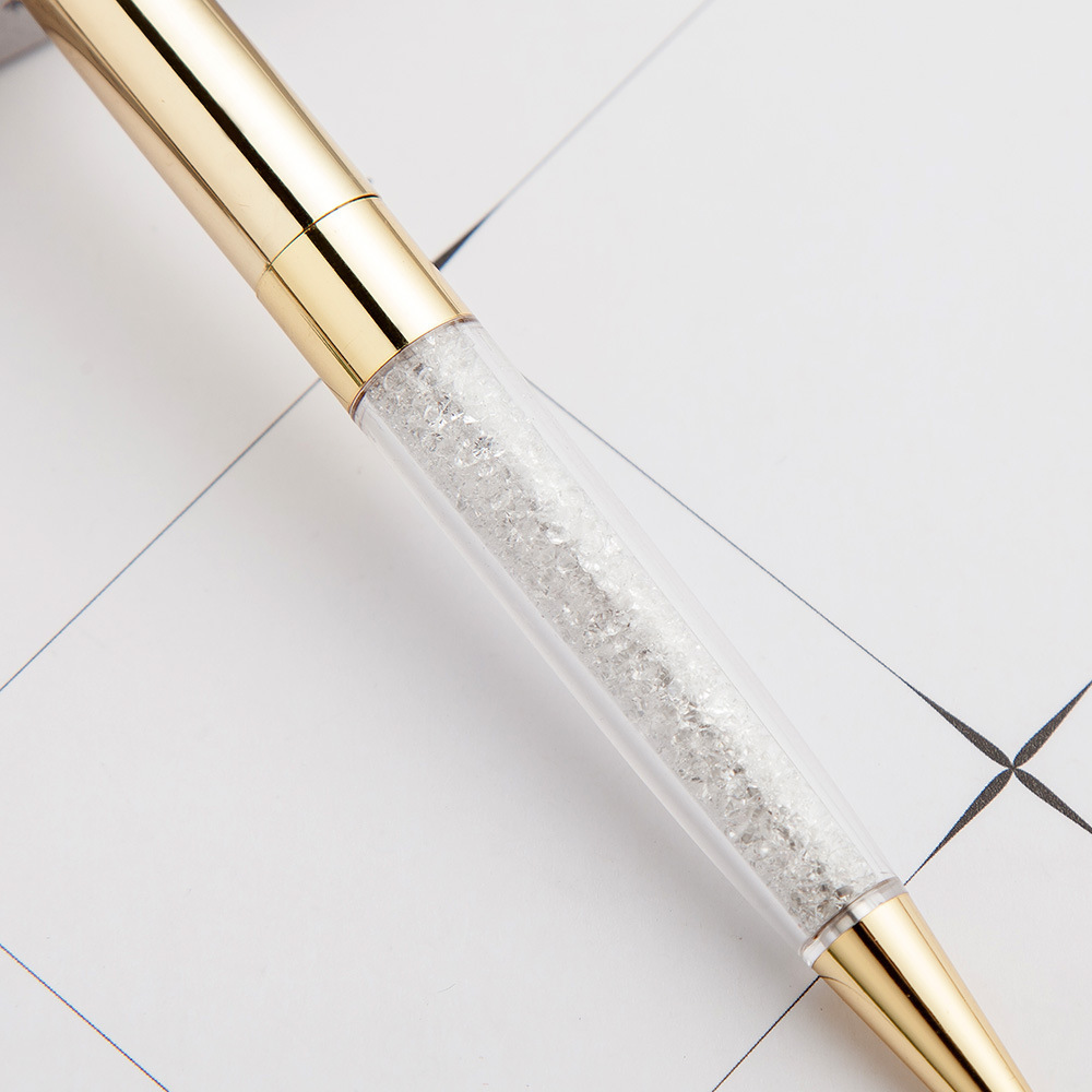 Custom Golden Diamond Pen Metal Ballpoint Pens Bling Crystal Ball Pens For School Office Stationery