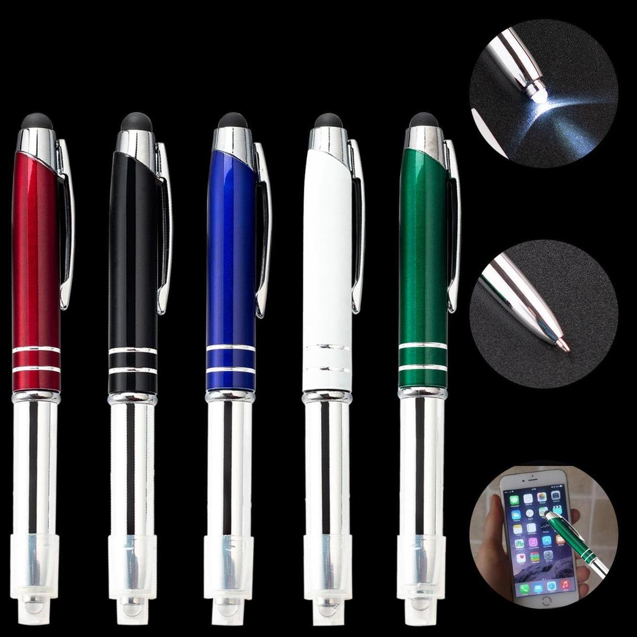 Multi-Function Capacitive Ballpoint Pen with Stylus Tip  And LED Flashlight Led Metal Pen Stylus Pen for Touch Screens