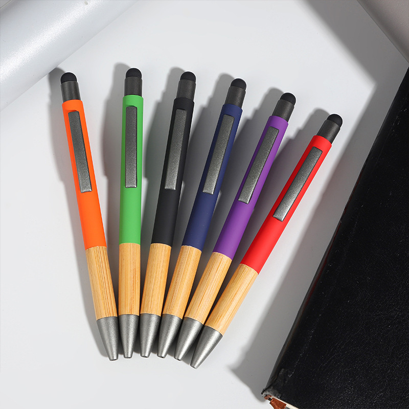 New Arrival TITANIUM TOUCH BAMBOO Metal Touch Ball Pen Aidan Bamboo STYLUS PEPen with Logo Laser Gift Ballpoint Pen